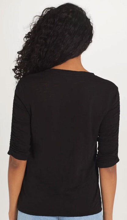 Ruched sleeve tee by Goldie back view Paula & Chlo
