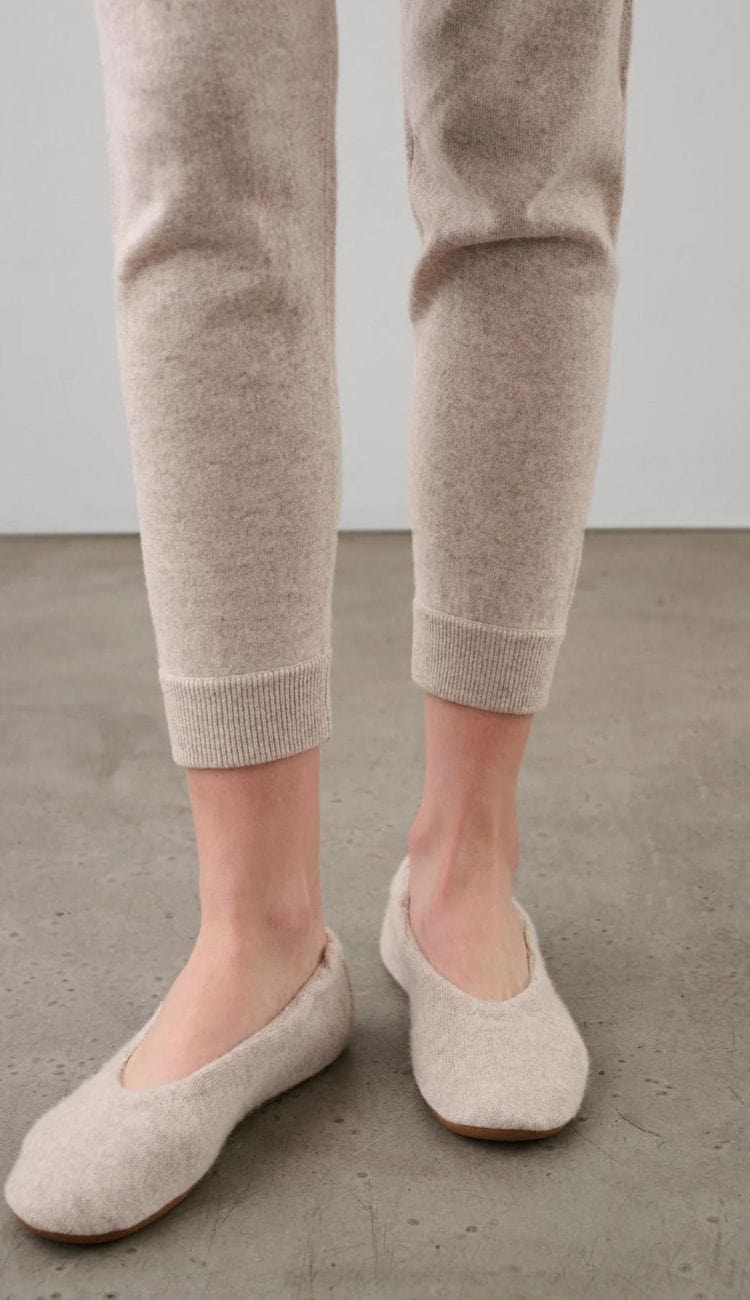 white and warren 100% cashmere slippers in sandwisp heather ballet slippers at paula and chlo 