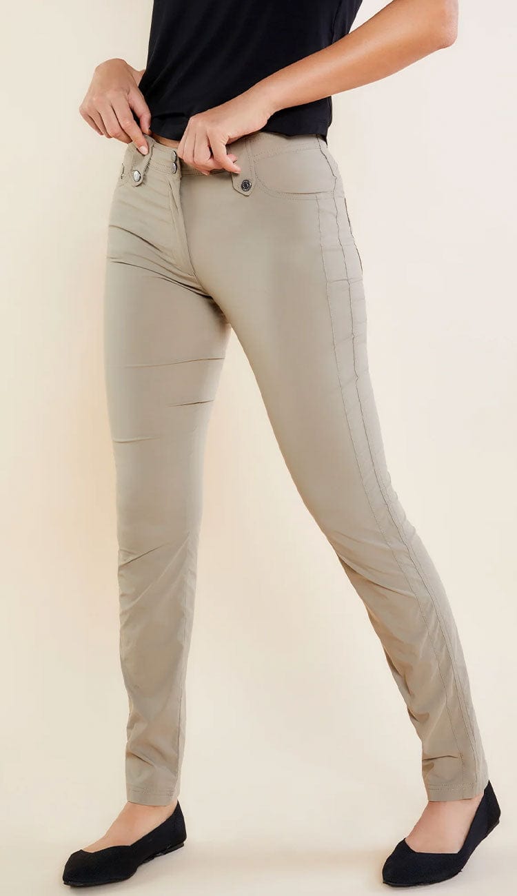 Skyler Travel Pants by Anatomie in Khaki  side view- Paula & Chlo