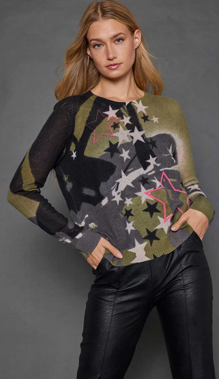 Solar Power Cashmere Sweater in Eden by Lisa Todd at Paula and CHlo