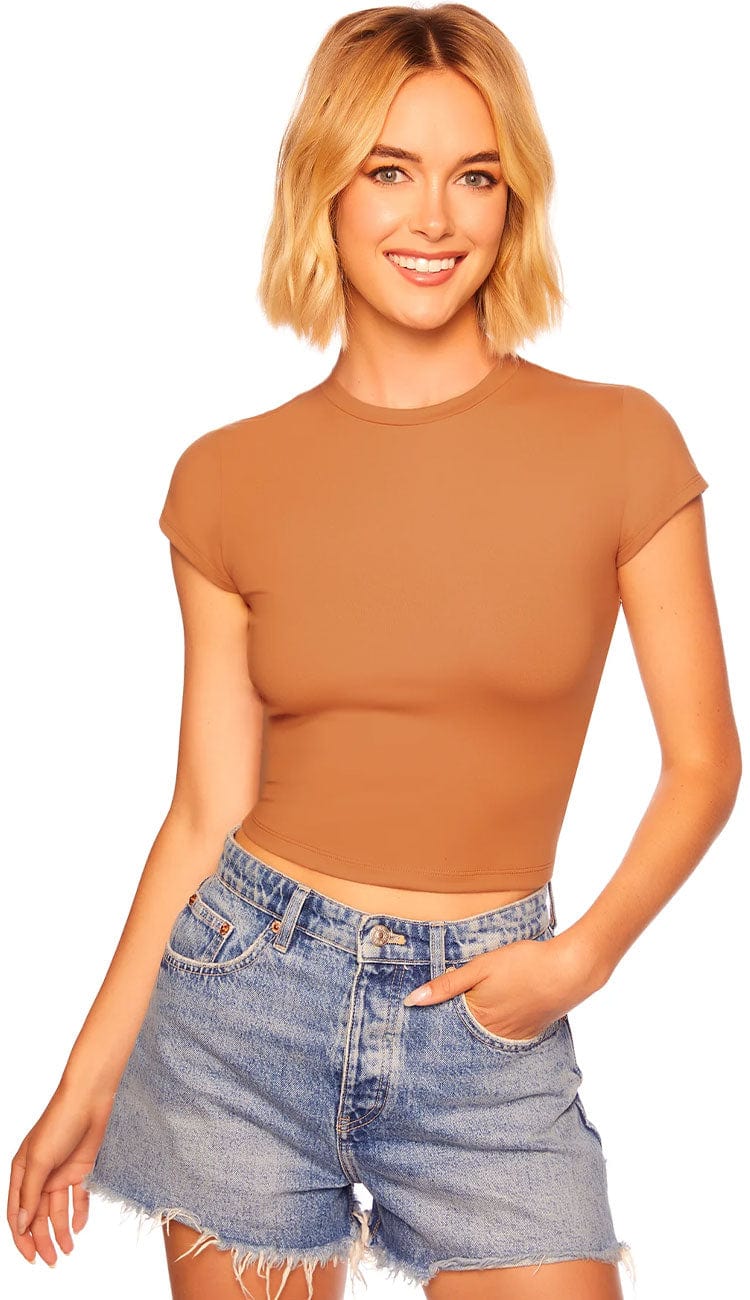 Susana Monaco short sleeve top in caramel - Paula & Chlo