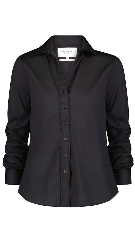 The Shirt - The Boyfriend Shirt in Black - Paula & Chlo - detail view