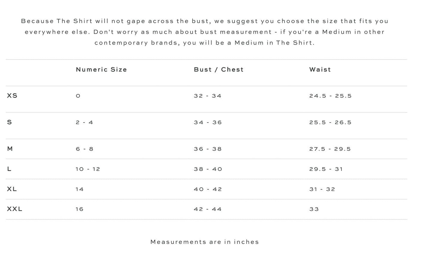 The Icon Shirt by Rochelle Behrens in white. Looking for the perfect white shirt? Here it is! Paula & Chlo  - size chart