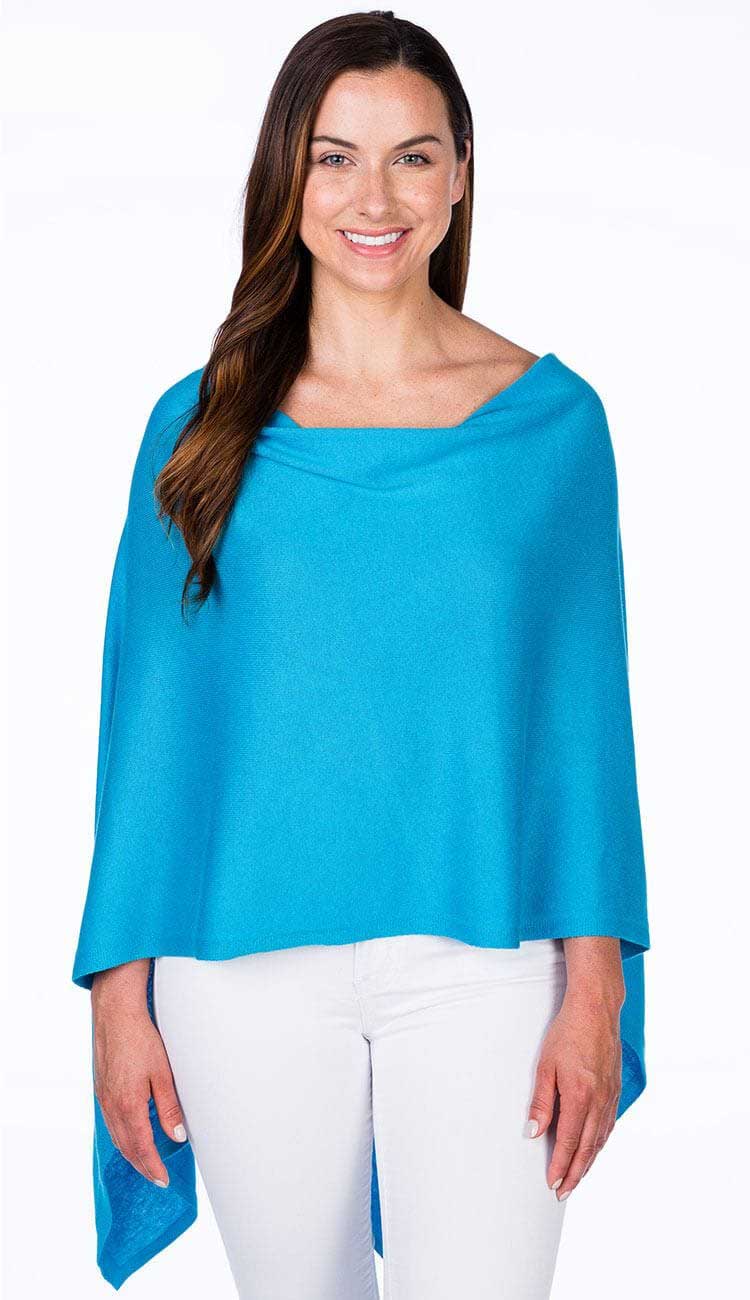 Turquoise Trade Wind Cashmere Blend Dress Topper Poncho by Alashan Cashmere