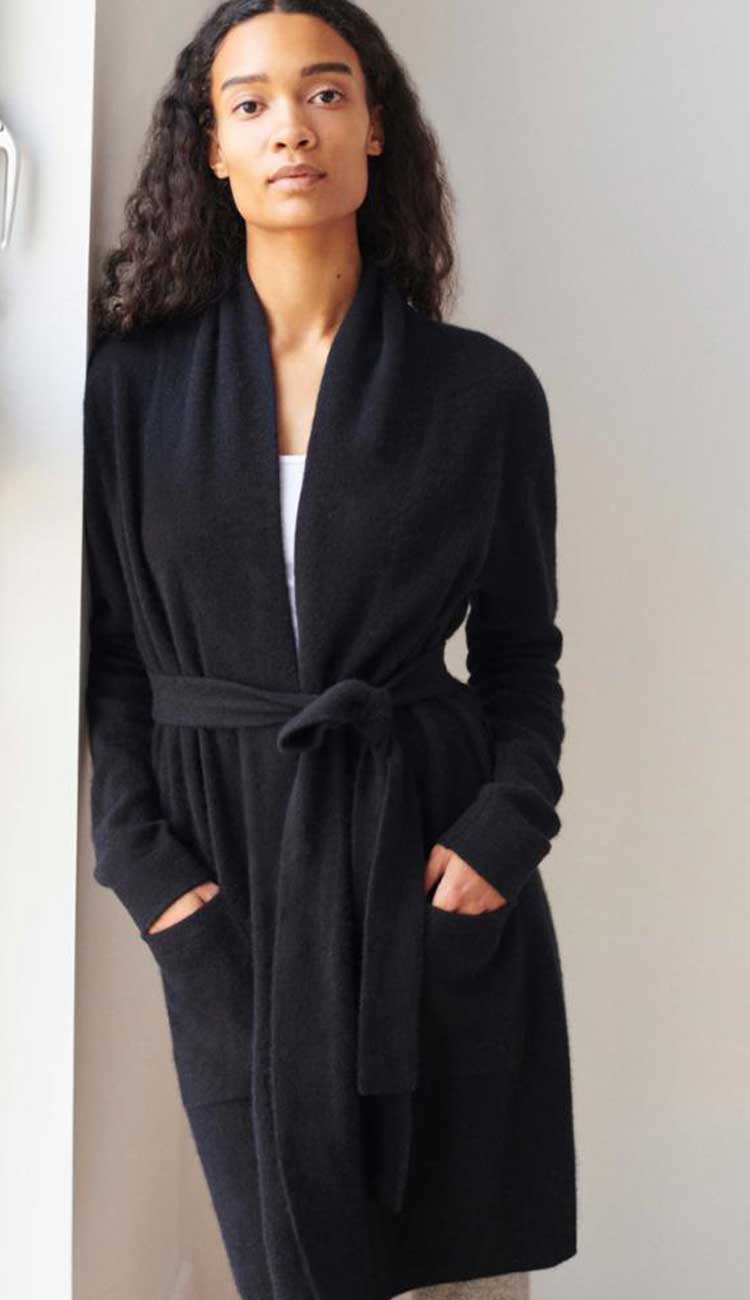 white and warren cashmere short robe black at paula and chlo