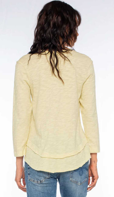 Shrunken Crew long Sleeve Mock Layer Tee - Yellow