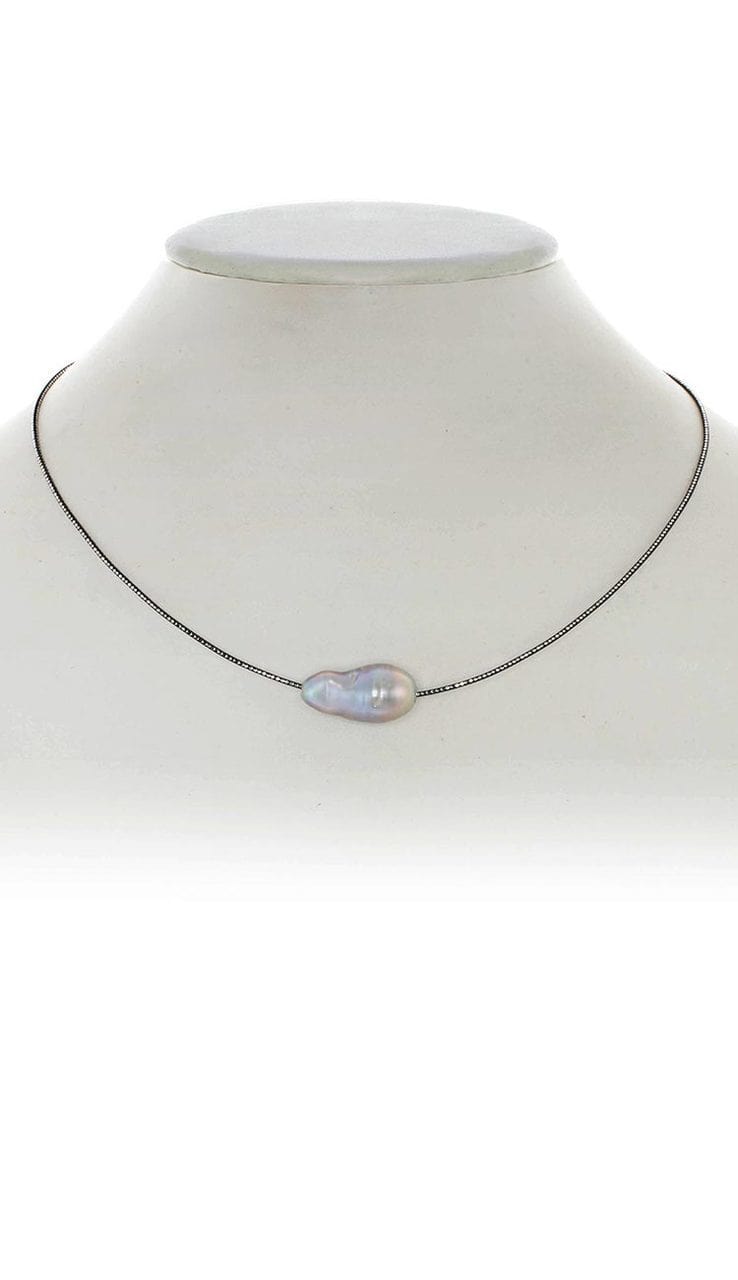Baroque Pearl Choker Necklace - Grey 