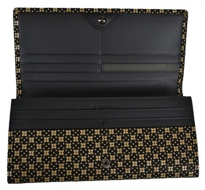 Long Wallet Flower Lattice Lacquer Black