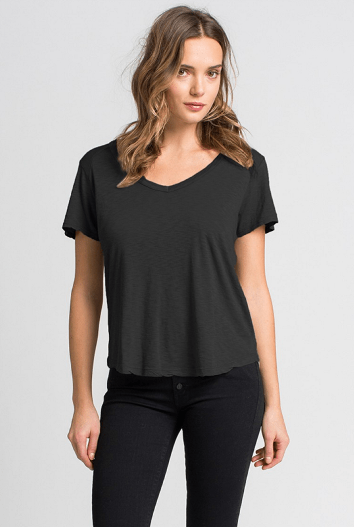 black tee over black jeans