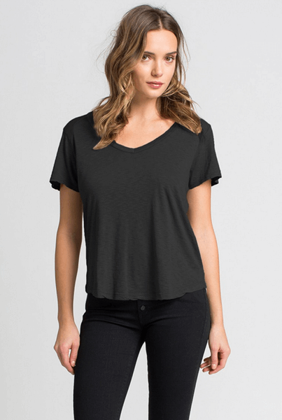 black tee over black jeans