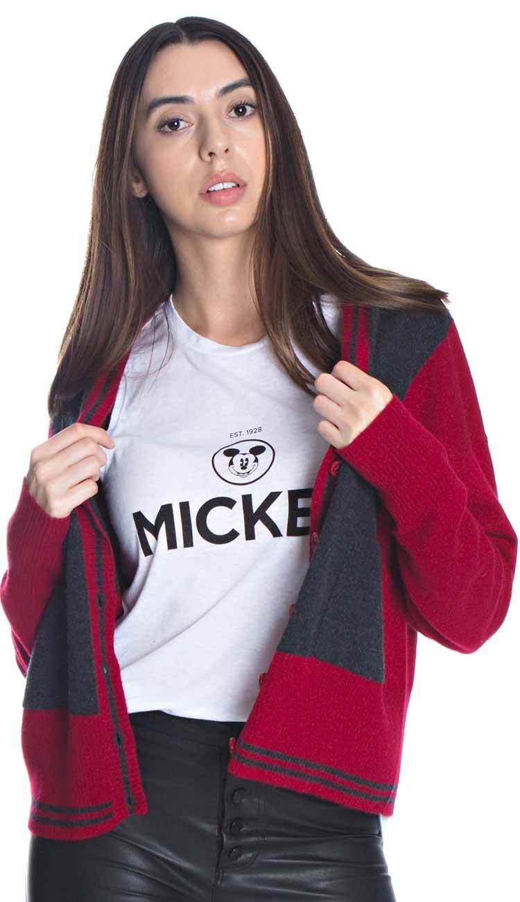 Two Tone V-Neck Cashmere Cardigan by Autumn Cashmere worn with our Chanel Mickey Tee