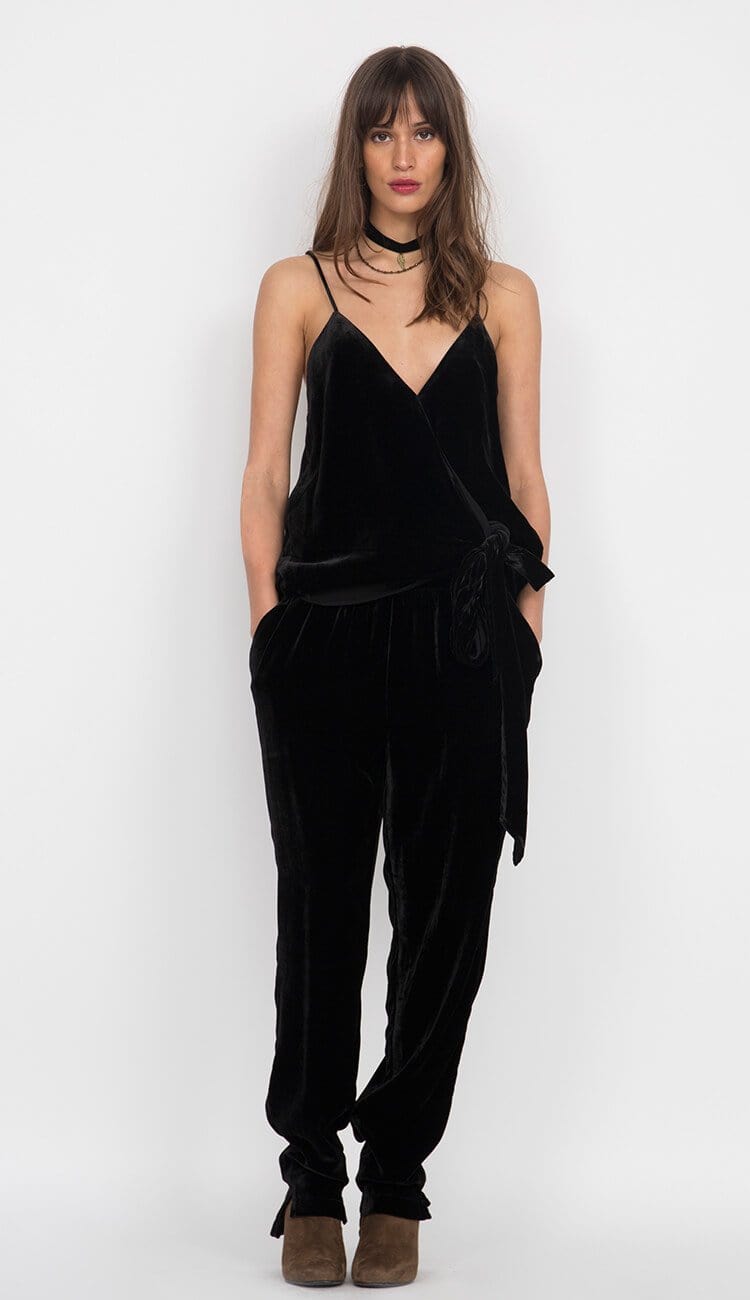 velvet pant and top in black