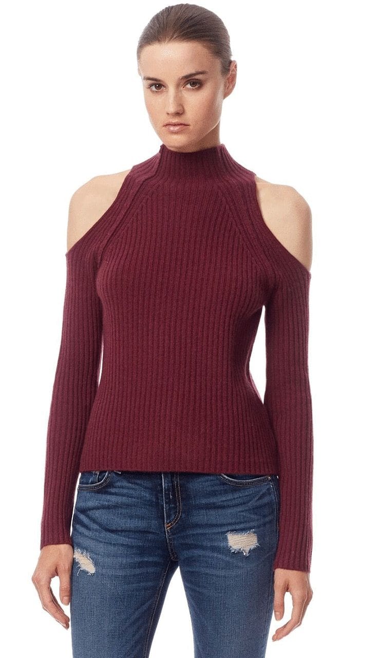Gianna Cold Shoulder Sweater - Syrah