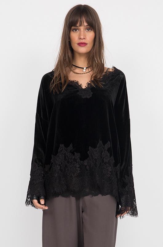 Anastasia Wedge Velvet & Lace Top