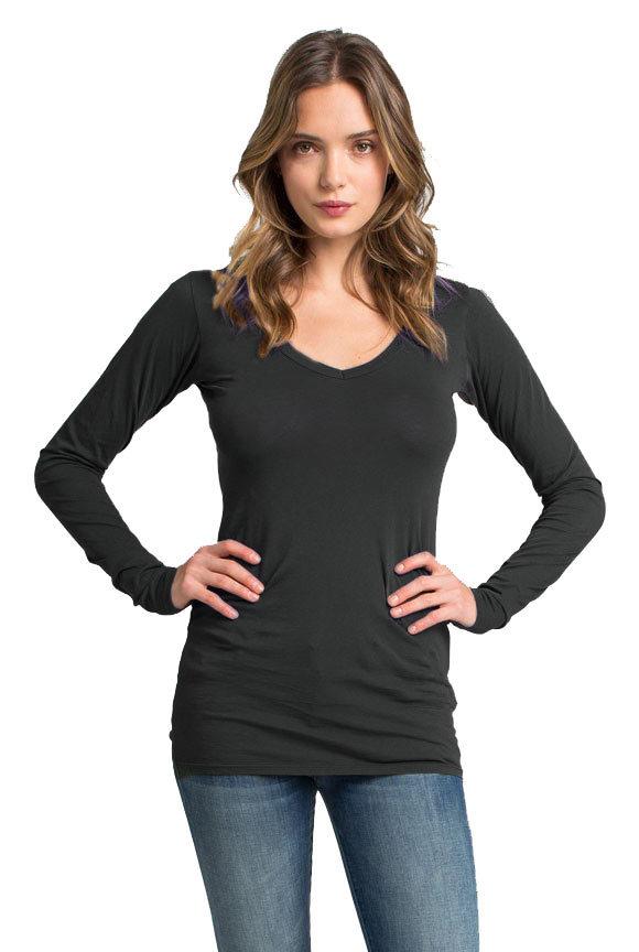 Fitted V Neck Tunic Tee