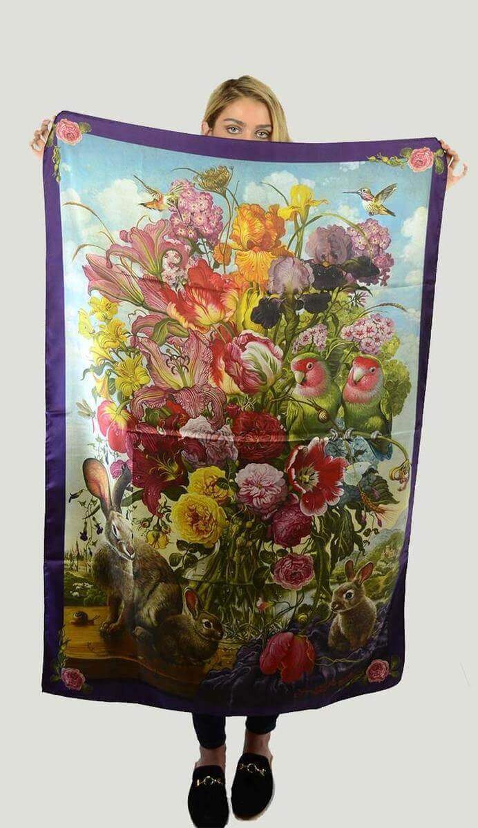 Floral with Bunnies Scarf