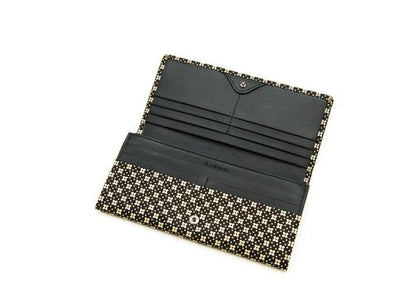 Long Wallet Flower Lattice Lacquer Black