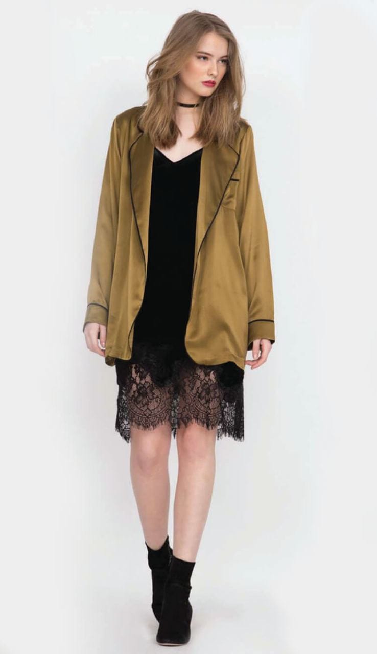 Gold Hawk Anastasia Velvet Slip Dress in Black