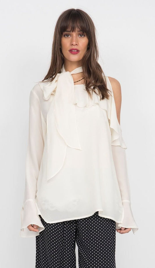 Side Ruffle Top - Eggwhite