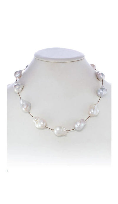 Large White Baroque Pearl Necklace