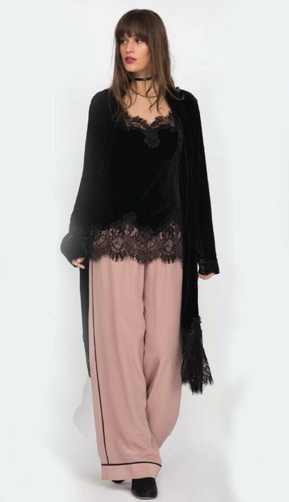 Anastasia Wedge Velvet & Lace Top