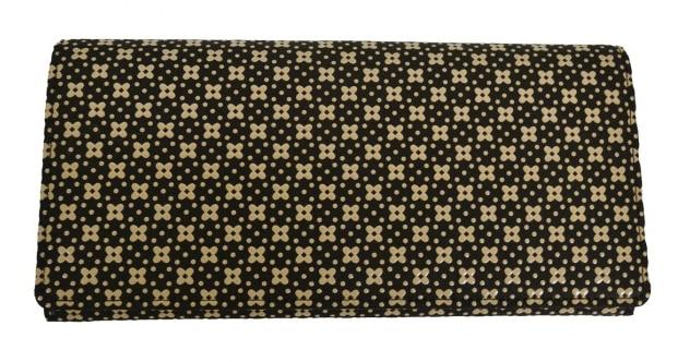 Long Wallet Flower Lattice Lacquer Black