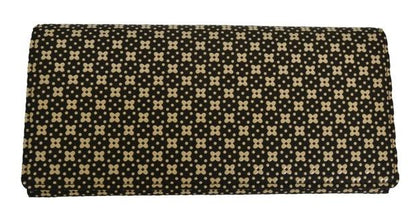 Long Wallet Flower Lattice Lacquer Black
