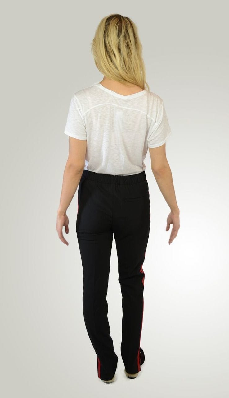 OUI Athleisure Pant - Black with Red Stripe