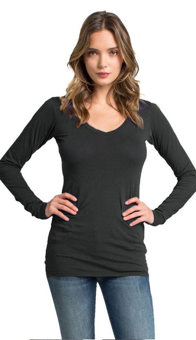 Fitted V Neck Tunic Tee