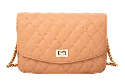 Amanda Quilted Crossbody Bag - Beige