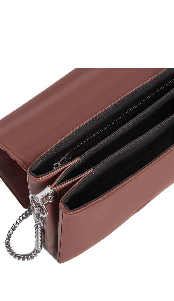 ALLSAINTS Zep Leather Box Bag in Port Burgundy / Oxblood