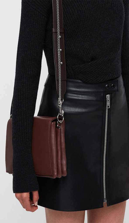 zep bag on model in oxblood