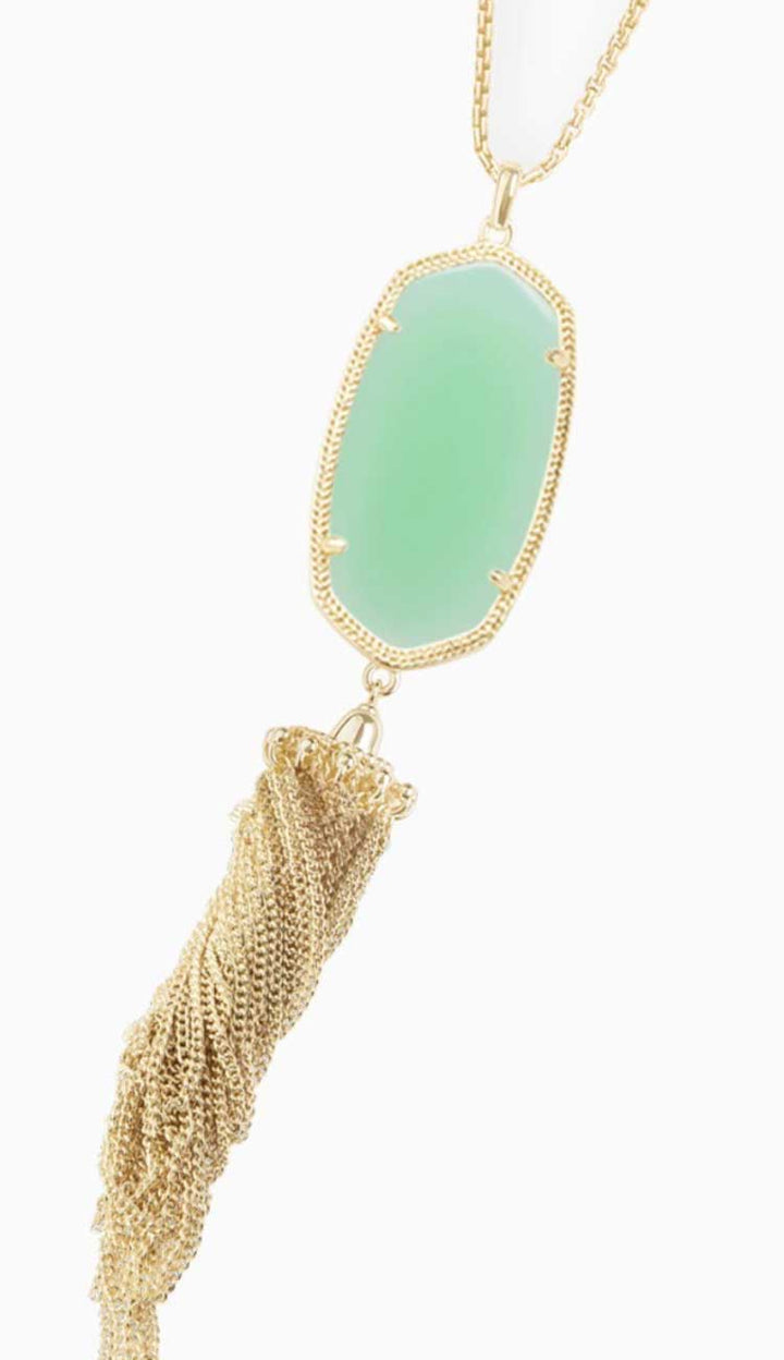 NWOT Kendra Scott Rayne stone tassel pendant necklace in hot Chalcedony + gold