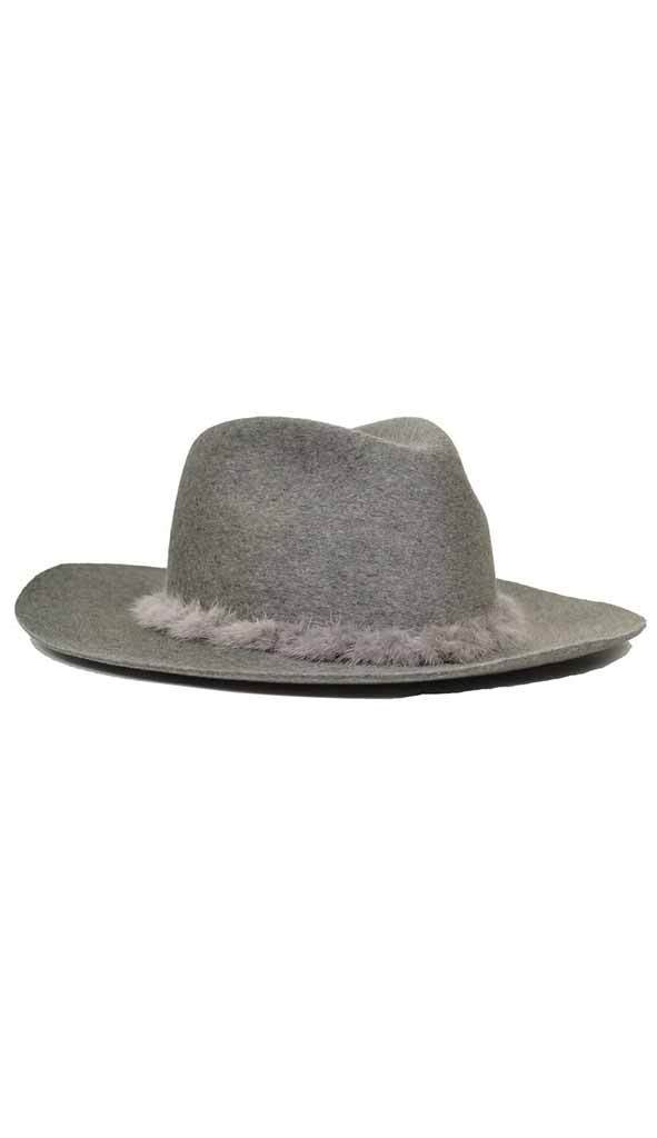 georgina relaxed fedora in heather grey