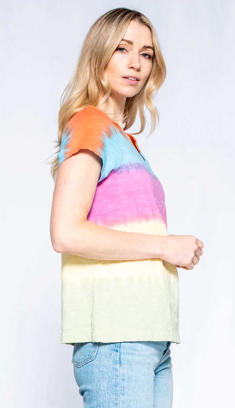 wilt baby fit colorful hand-painted tee side view  hibiscus multi- Paula & Chlo