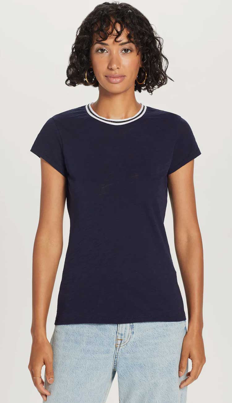 Navy Shimmer tipped tee by goldie - Paula & Chlo front view 