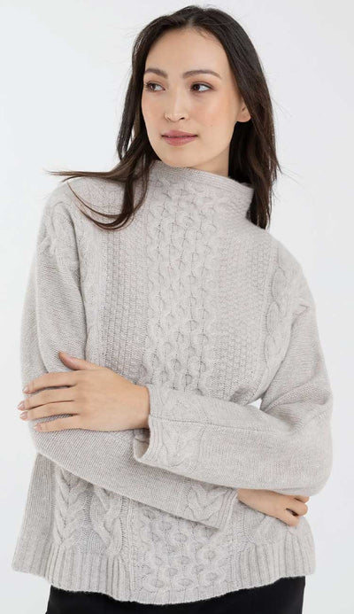 The Nell Cashmere Sweater by Alashan done in Latte - front view.