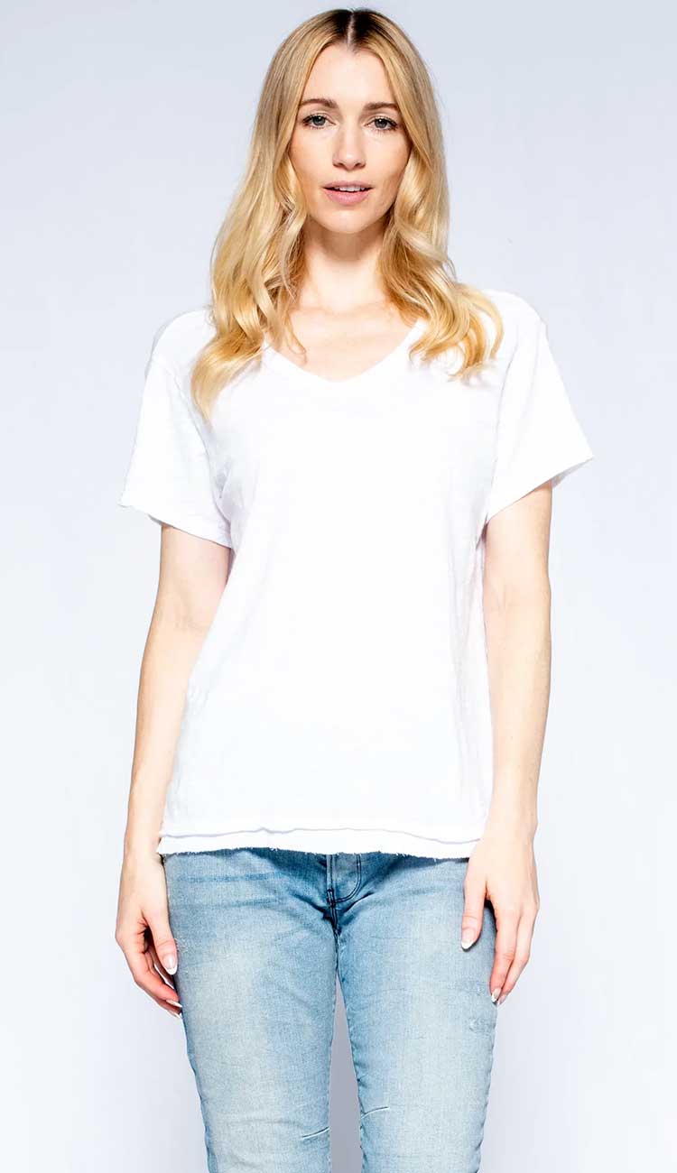 Shrunken Crew Rib Back Tee shown in white so you can see the details - 