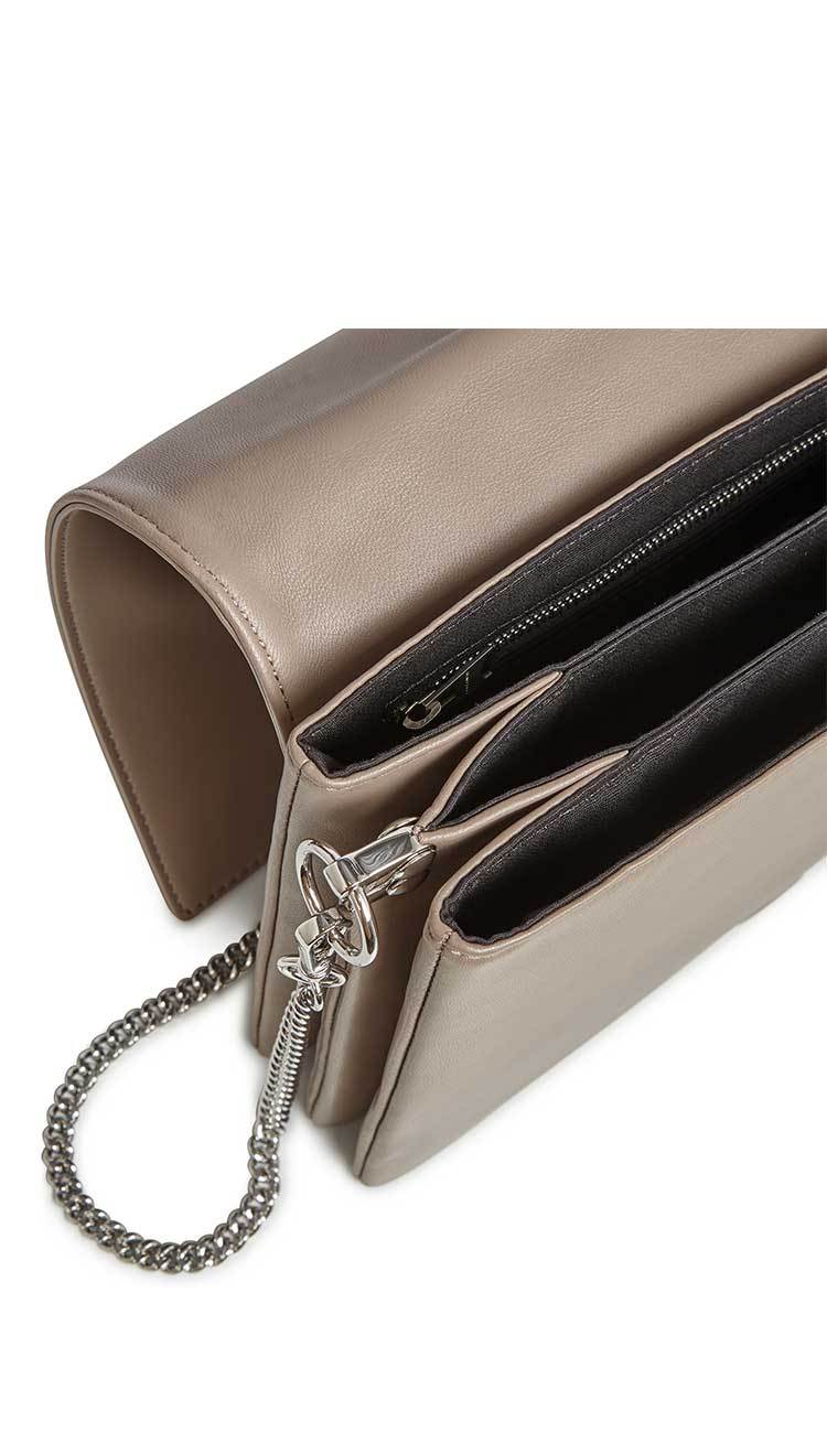 zep leather box bag in almond by ALLSAINTS interior view