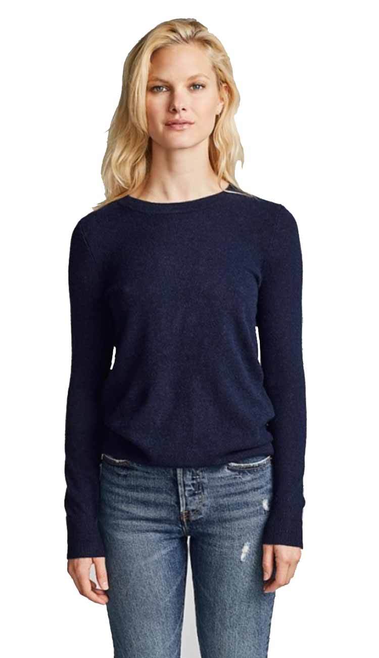 admiral navy blue cashmere crewneck sweater by white and warren