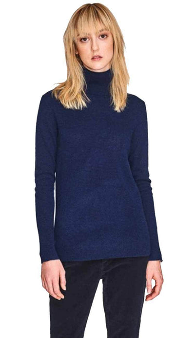 essential turtleneck in admiral blue by white and warren