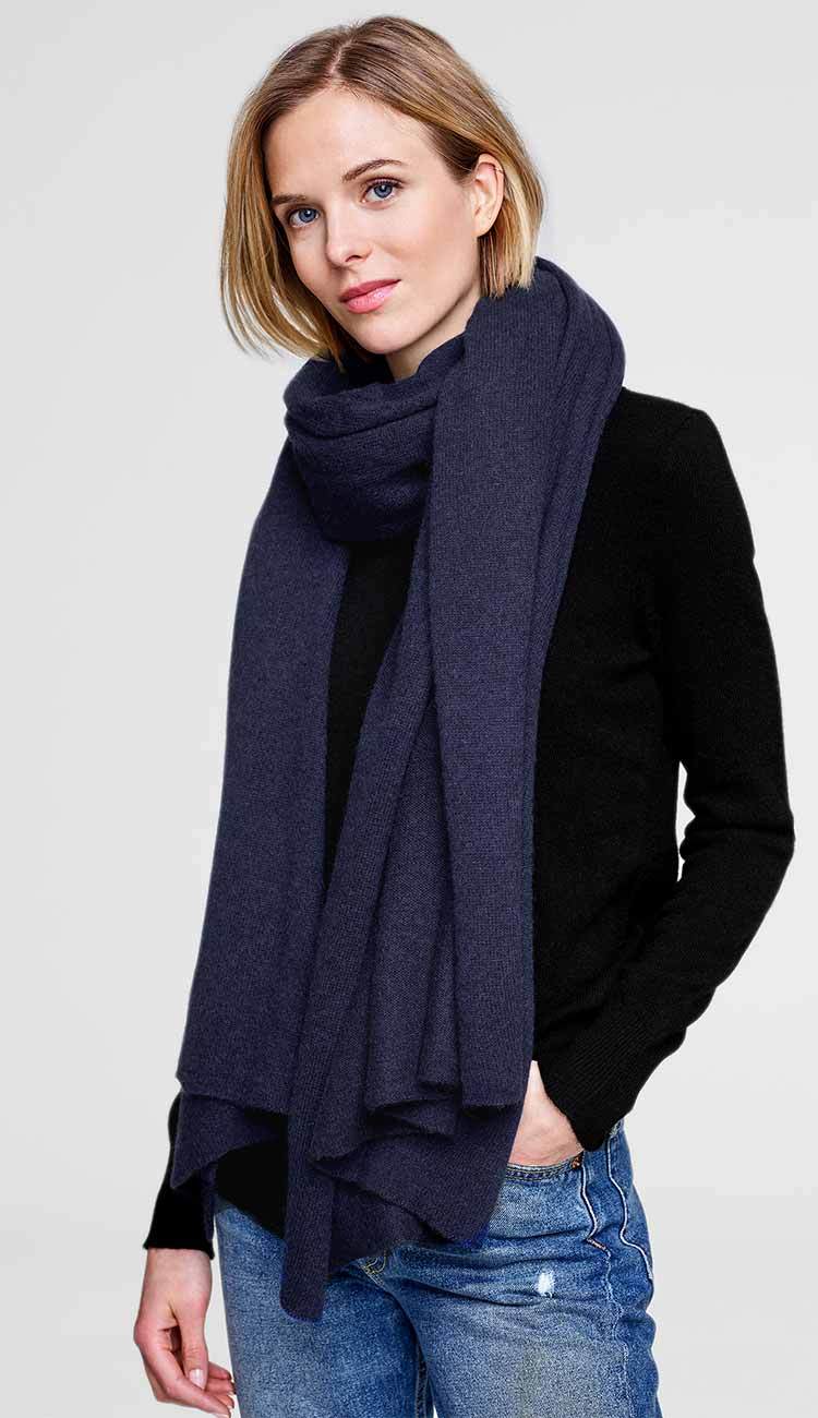 admiral navy blue heather travel wrap by white and warren