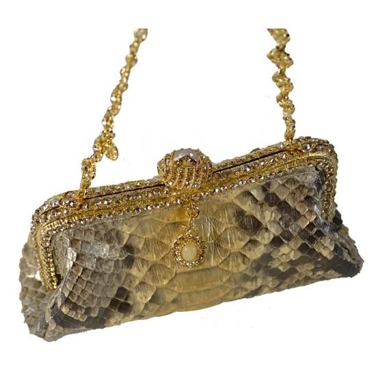 CLARA Women Fashion Snakeskin Pattern Clutch Handbag Envelope Bag Chain  Shoulder Bag Evening Party Bag: Handbags