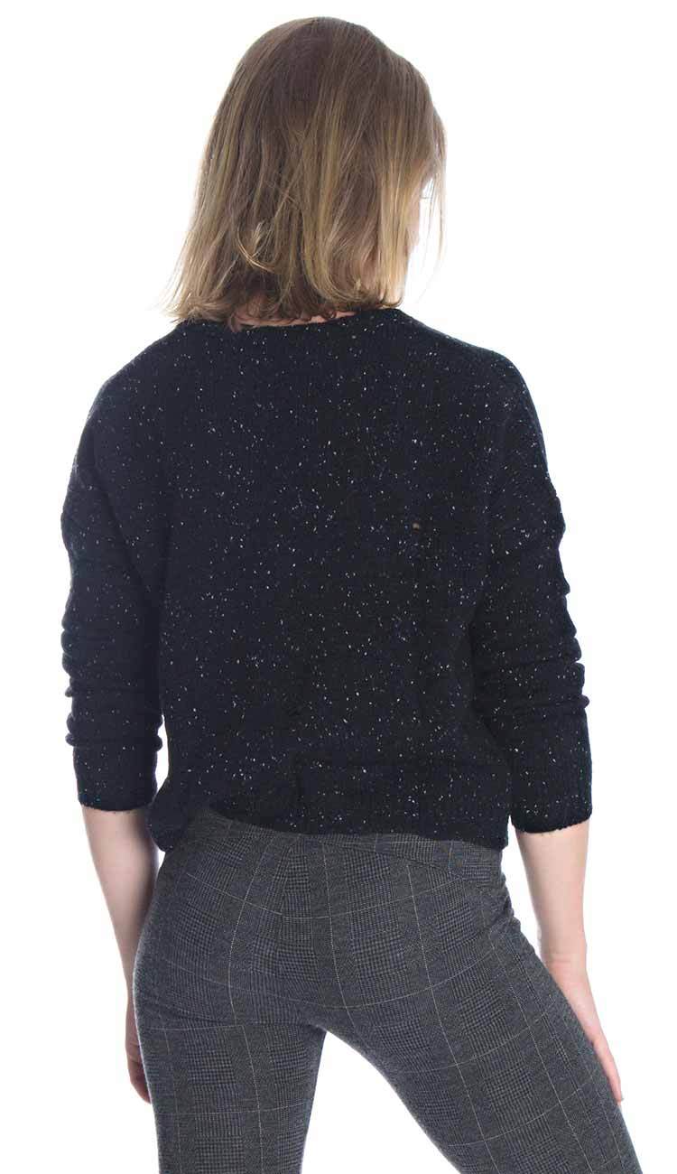 distressed cashmere v-neck sweater back view by autumn cashmere