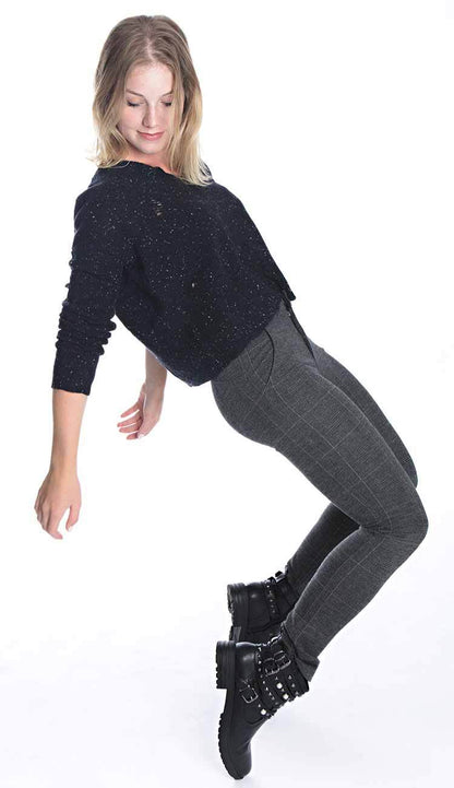 stretch plaid trouser cigarette pant by david lerner side view