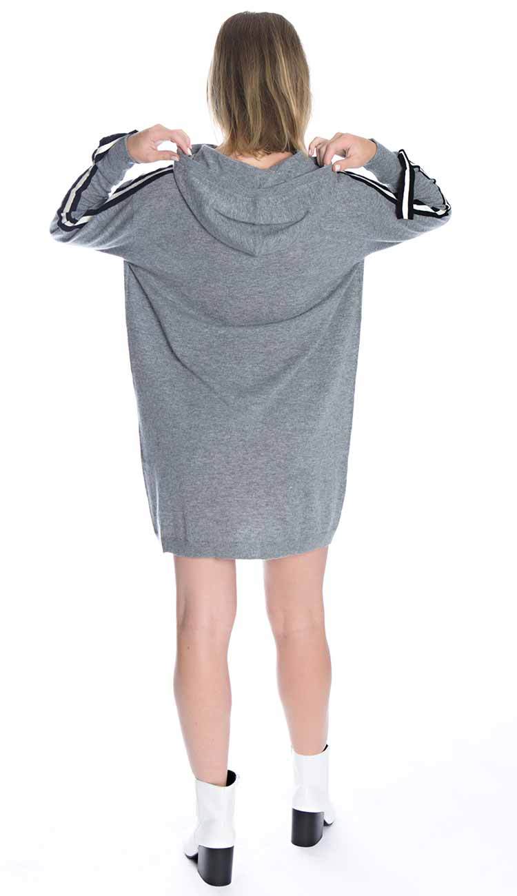 cashmere athletic hoodie tunic front view back view