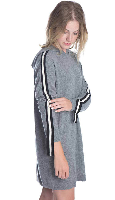 cashmere athletic hoodie tunic front view side view