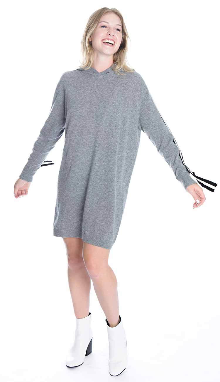cashmere athletic hoodie tunic front view 2
