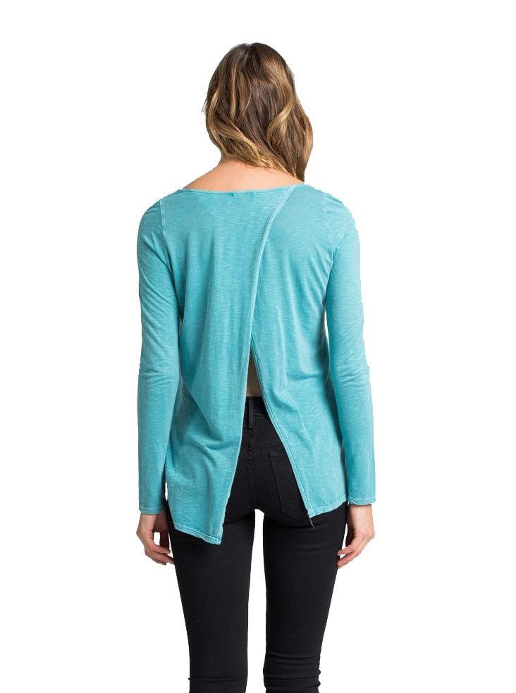 Lory Split Back T-Shirt in Blue Lagoon