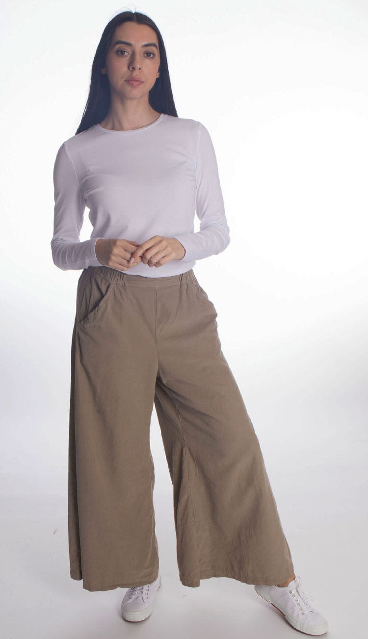 wendy wide leg micro cord pant by cp shades in elephant beige